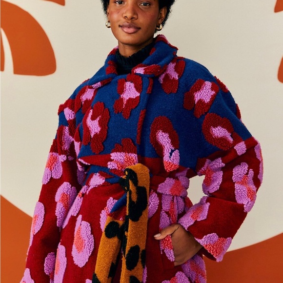 Farm Rio Mixed Leopards Fleece Coat Size M NWT - Picture 2 of 7